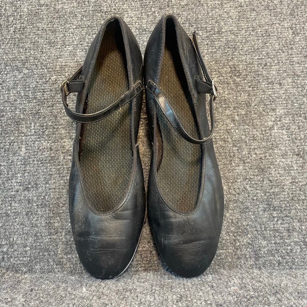 Capezio Mary Jane Black Leather Dance Shoes Tele Tone Tap Womens 7.5 B